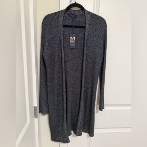 Rachel Roy Sparkle Knit Black Open Front Cardigan